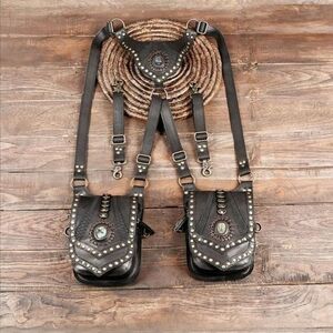 Black Leather Festival Harness Unisex Bag